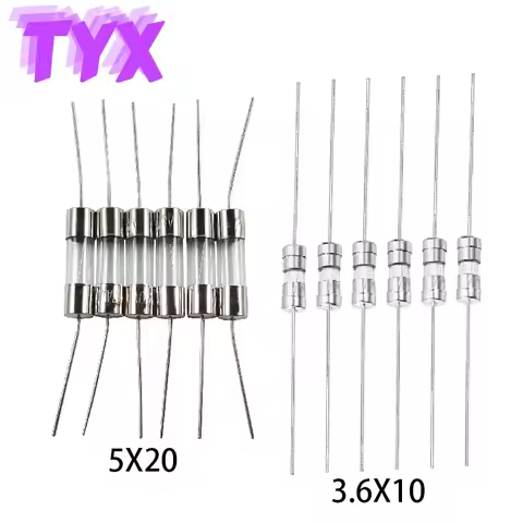 20PCS 3.6X10mm 5X20mm Take the lead Glass Fuse tube 250V 0.1A 0.5A 1A 1.5A 2A 3A 3.15A 4A 5A 6.3A 8A