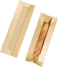 50 Pieces French Baguette Paper Bags with Window, 13 Inch Baguette Bags, Paper Bags with Window, Tra