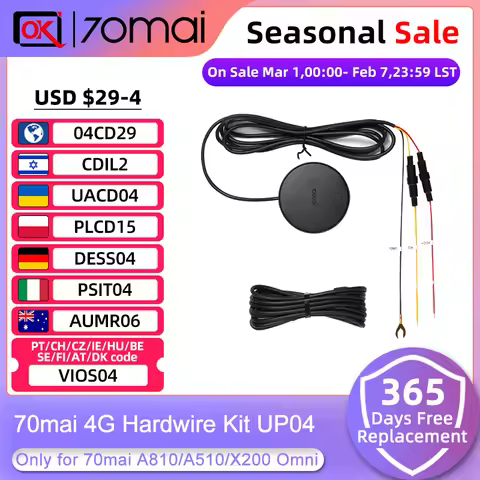 70mai Original 4G Module Hardwire Kit UP04 for 70mai Omni X200 X800 & 70mai A810 Dash Cam & 70mai A5