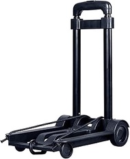 Hand Truck Portable Foldable Shopping Cart Flatbed Trailer Trolley Barrow Hand Tools Save Time and Energy (Color : Black)
