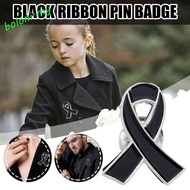 [COD] Black Ribbon Pin, Breast Cancer Skin Cancer Funeral Ribbon Badge Brooch, Simple Lapel Pin Vint