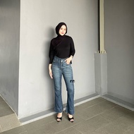MCOJEANS [ Petite Only] - Jeans 045 Petite Cutbray 7/9 Buttons 2 Thick Legs Latest Women's Jeans Pre