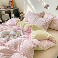 【1pc Quilt Cover】Japanese Style Grid Quilt Cover Single/queen/king Quilt Comforter Cover (with Zippe