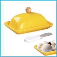 Porcelain Butter Keeper Large Storage Keeper Ceramic Sealable Butter Holder With Knife Butter Tray Simple Ceramic tongsg