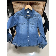 Slightly Stretchy Denim Shirt H&M EUR 40 US 10 Bust 36 Inches Length 23