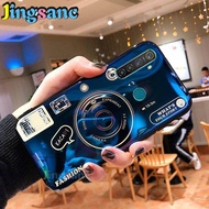 JingsancสำหรับRealme 5/5 Pro/5S/5i/C3/6i/C15กรณีสีฟ้ากล้องที่มีไฟป้องกันทีพียูอ่อนฝาหลัง