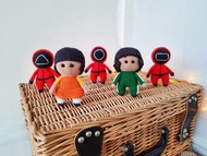 《魷魚遊戲》鉤針編織圖案組 (3 合 1)。阿米古魯米《魷魚遊戲》韓國娃娃。