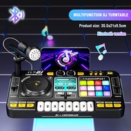 Kid DJ Mixer with Microphone Electronic Piano Keyboard Bluetooth DJ Turntable Controller Musical Ins