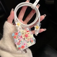 OPPO Charger Head Protector Big Flowers Decorate The Old Strap To Look New. Data Cable Protective Co