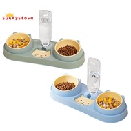 Double Dog Cat Bowls with Water Dispenser Tilted Cat Food Dishes for Pet Easily Detached Wet and Dry Food Bowl