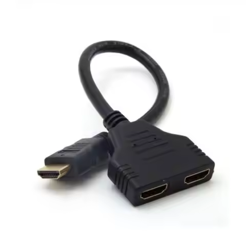 Splitter HDTV 1 in 2 Out 1080P HD Adapter Male to 2 Female Head Adapter HDTV Male to Female Conversi