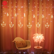 Diwali Light Lamp LED Curtain Lamp  Decor Garland Fairy String Light LED Muslim EID Hari Raya Lampu  Curtain Diwali Birthday Ramada  Deepavali