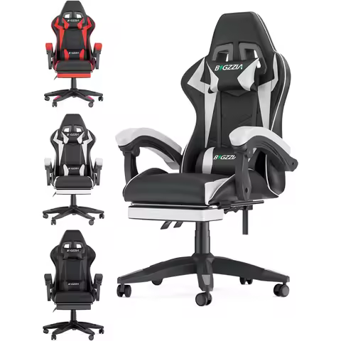 Gaming Chair with Footrest Gamer Chairs Ergonomic with Lumbar Cushion Headrest Gaming Chair Height A