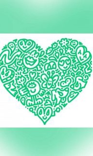 Mr Doodle Pop Heart Print in Green