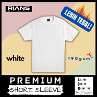 WHITE - RIANS (PREMIUM) Plain Cotton Round Neck T-Shirt (Short Sleeve) 190gsm (Men / Woman) -  [READ