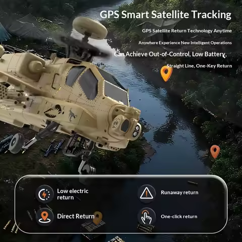 RC Helicopter YU XIANG F11H AH-64 Apache Flapless Armed GPS Positioning Return Optical Flow Laser TO