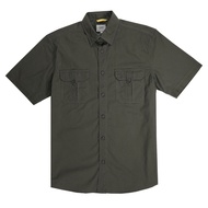 camel active Men Short Sleeve Safari Shirt in Regular Fit with Flap Pockets in 4 Colors Solid Cotton Twill 102-AW22H1746