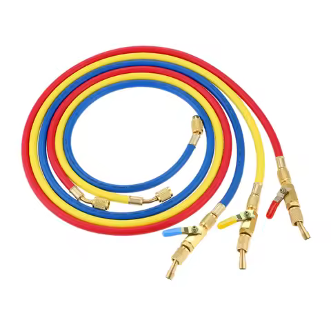 60" R410A AC Charging Hose 800PSI HVAC 1/4'' SAE Shut Valve AC Refrigerant R134a R12 R22 R502 Air-co