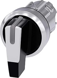 Siemens 3SU10522CL600AA0 Selector Switch, I-O-II, Black, Plastic & Metal, IP66, IP67, IP69K Protecti