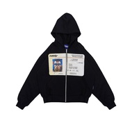 DIRTYBUSINESS EDGAR ZIP BLACK HEAVYWEIGHT HOODIE BOXY FIT HOODIE ZIP HOODIE ZIPPER HOODIE ZIP BOXY