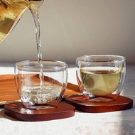 High Borosilicate Glass Tea Set Double Layered Heat Resistant Lead Free Tea Cup for Home Use Comfort