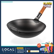 ❤SGseller❤ YOSUKATA Carbon Steel Wok Pan - 14 “ Woks and Stir Fry Pans - Chinese Wok with Round Bott