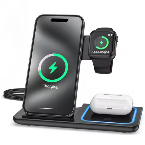 3 in 1 Wireless Charger Dock for iPhone 17/16/15/14/13/12/11/Pro Apple Watch Series 10-3 AirPods Pro