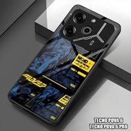 HP GUMIHO - Glossy Glass Glitter Case for Type TECNO POVA 6hp TECNO POVA 6 PRO/ Fashion ABSTRACT AES