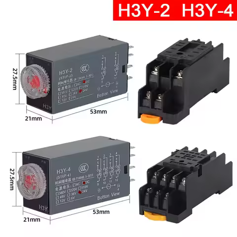 H3Y-2 H3Y-4 8P 14Pin Delay Timer Time Relay With Base Socket Adjusting Knob Control Timing Relay AC