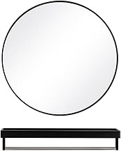 Bathroom Mirror Cabinet Round Mirror Mirror with Shelf Bathroom Wall Mount Medicine Cabinets for Bathroom with Mirror in Home &amp; Kitchen (Color : Black, Size : 40cm)