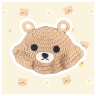 Topi Bear Bucket Hat Rajut Bayi Anak Dewasa Custom Bucket Hat Lucu