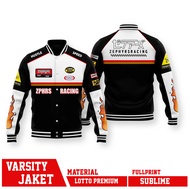 JAKET VARSITY BASKETBALL ZEPHYRS ZPHFIRE BLACK WHITE