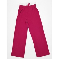T804 (White46) G9 Women's High-Waisted Pants Pink Hanging Tag Decorated With White Flowing Fabric Co
