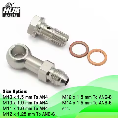 HUB sports Banjo Bolt Fitting Kit M10 / M11x1.0 / M12 / M14x1.5 To AN4 Or AN6-6 For Brake System/Eng