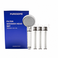 純净完美蓮蓬頭+濾芯 套組（蓮蓬頭1個+濾芯3條） Puresome韓國過濾花灑 沖涼 淨水 增壓 除氯 抗菌 淋浴器噴頭[平行進口]