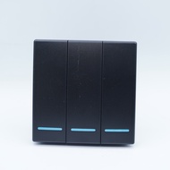 Black Remote Smart Home 433Mhz Wireless Switch 3 Gang Button