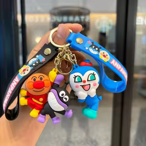 Animation Anpanman Cute Keychain Pvc Material Decorative Girls' Backpack Zipper Pendant Birthday Gif
