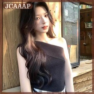 JCAAAP Irregular One Shoulder Off Shoulder Vest Sleeveless Design Solid Color Pattern Versatile Wear