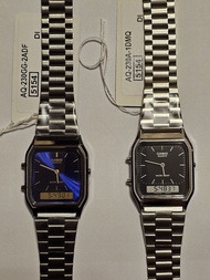 2隻Casio 全新男裝 AQ-230GG-2A(藍面黑鋼帶)及AQ-230A-1D(黑面銀鋼帶)