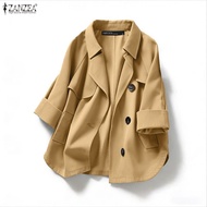 ZANZEA Women’s Casual Collared Button-Up 3/4 Sleeve Loose Fit Blazer