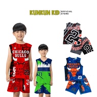 CHICAGO BULLS BR0002 4-way stretch 3D printed boys' three-hole set - KunKun Kids