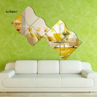 [LV] 6Pcs Wall Sticker Removable 3D Decoration Mirror Effect DIY Mirror Wall Sticker for Home
