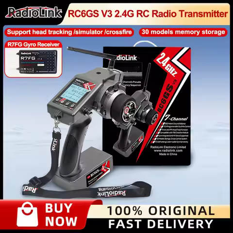 Radiolink RC6GS V3 2.4G 7Channel Radio Transmitter with R7FG Receiver Compatible with R7FG, R8F,R8EF