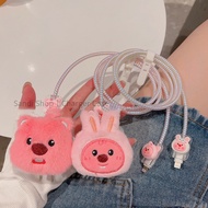 Cute cartoon plush loopy iPhone Charger Protector Case Set 18/20W Charger Case Cable Protector for i