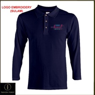 Cotton Lengan Panjang Long Sleeve collar T Shirt Logo Embroidery Sulam coway heart servicE 03