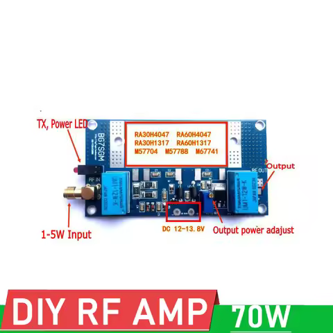70W Radio RF Power Amplifier Board Transceiver conversion for RA30H4047M RA60H4047M Ham UHF VHF walk