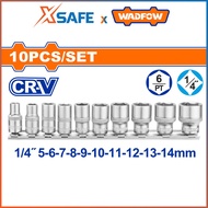 Set of 10 1/4 tube tips" WADFOW WST4410 includes size 5-6-7-8-9-10-11-12-13-14mm, 50BV30 steel, CR-V