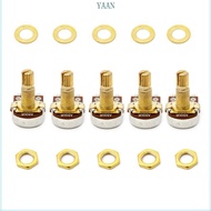 YAAN 5pcs A500K Potentiometer Splined  Electric Guitar Bass Effect Amp Tone Volume