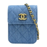藍色 丹寧布 Mini 肩背包 鍊帶【CHANEL 香奈兒】