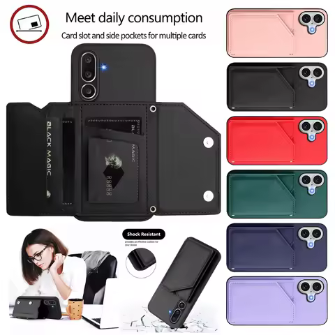 Card Holder Back Case For Samsung Galaxy XCover 7 M04 M05 M15 M16 M35 M55 M56 A52 A53 A54 Button-Fli